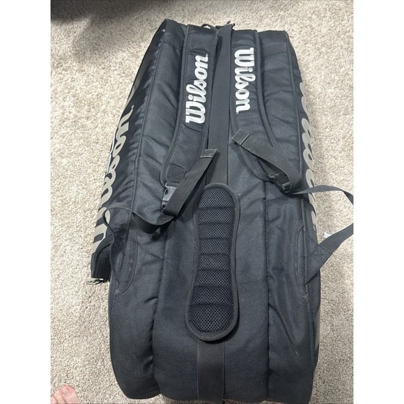 Wilson BLX Tour Super Six Pro Tour Tennis Racket Bag Backpack Black - Picture 4 of 12